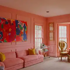 Applicator: Lance Limanti. Product: Era a pannello Lime Paint with fase pink limewashed wall scaled.